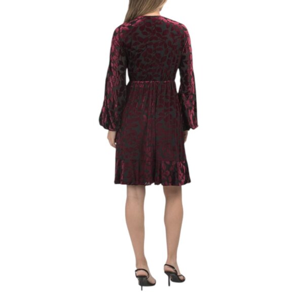 NEW ADRIANNA PAPELL Long Sleeve Velvet Burnout Mini Dress - Picture 2 of 2